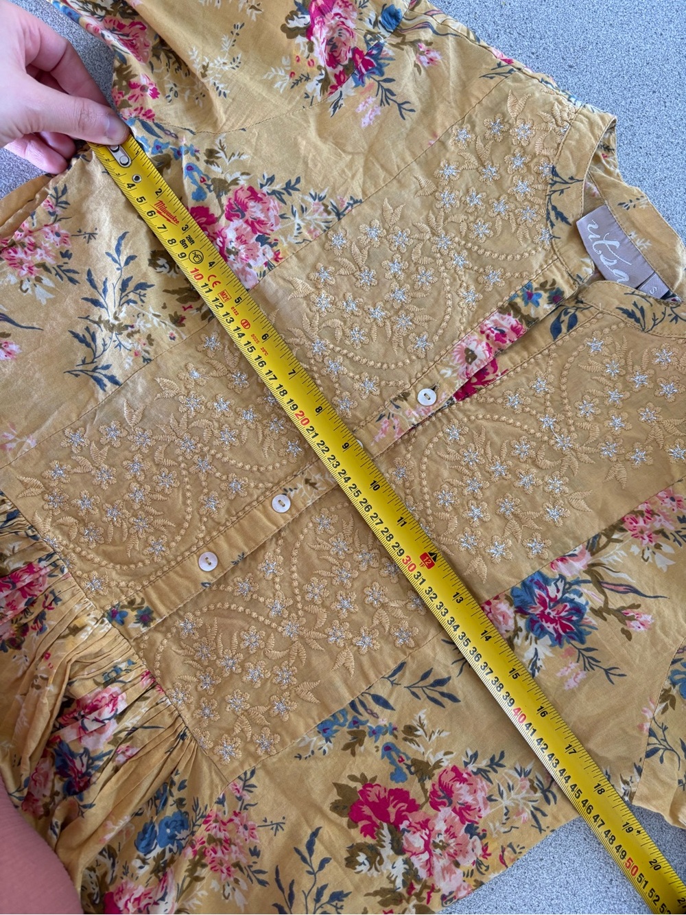 Floral Prairie Midi Maxi Dress Cottagecore Boho Cotton Country Embroidery Small - Picture 8 of 10